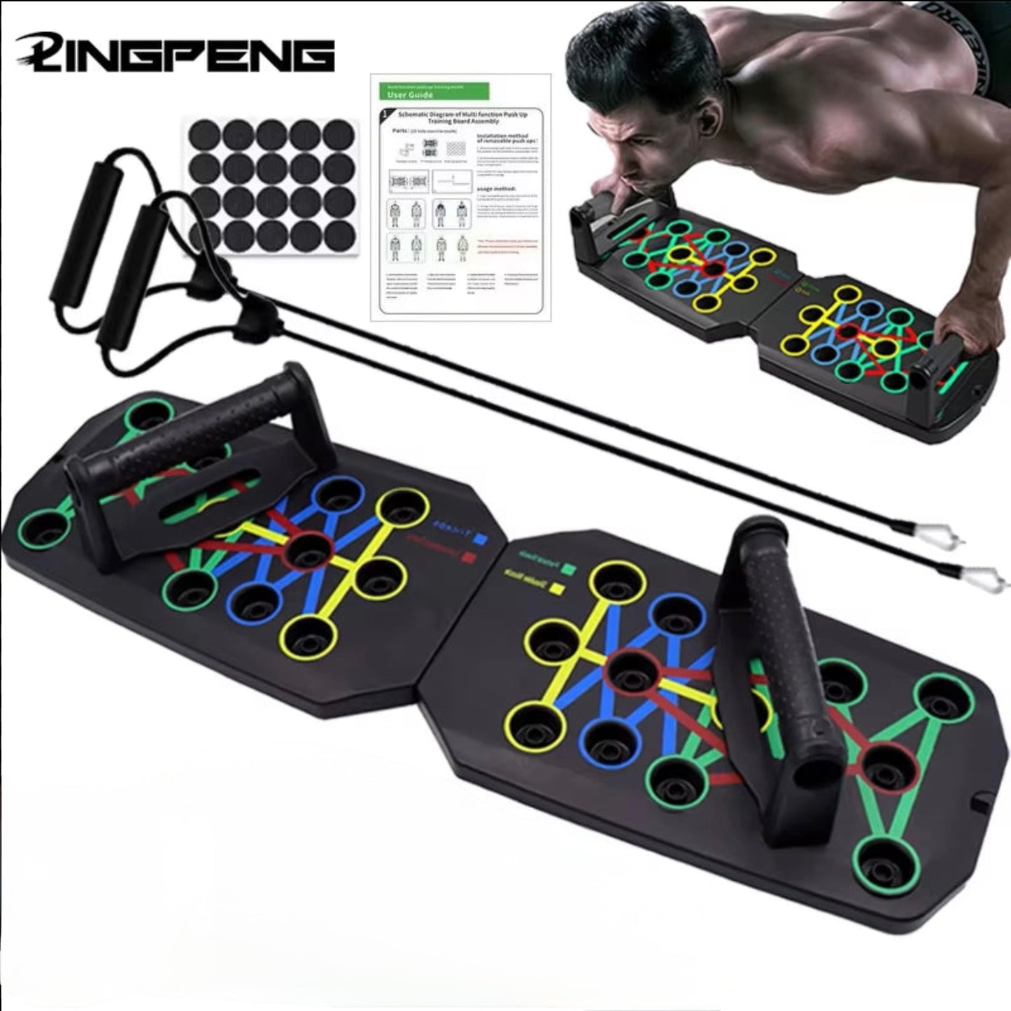 Push-Up Board Set Portable Multifunctional Push-Up Bar Foldable Fitness Equipment for Chest Abdomen Arms/Back Training